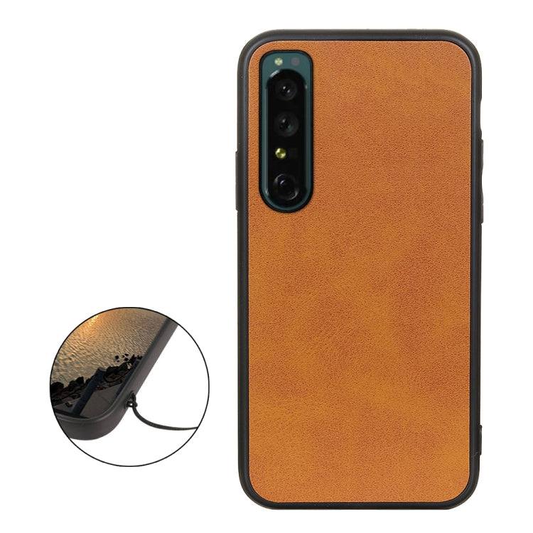 For Sony Xperia 1 IV Accurate Hole Two-color Calf Texture PU Phone Case