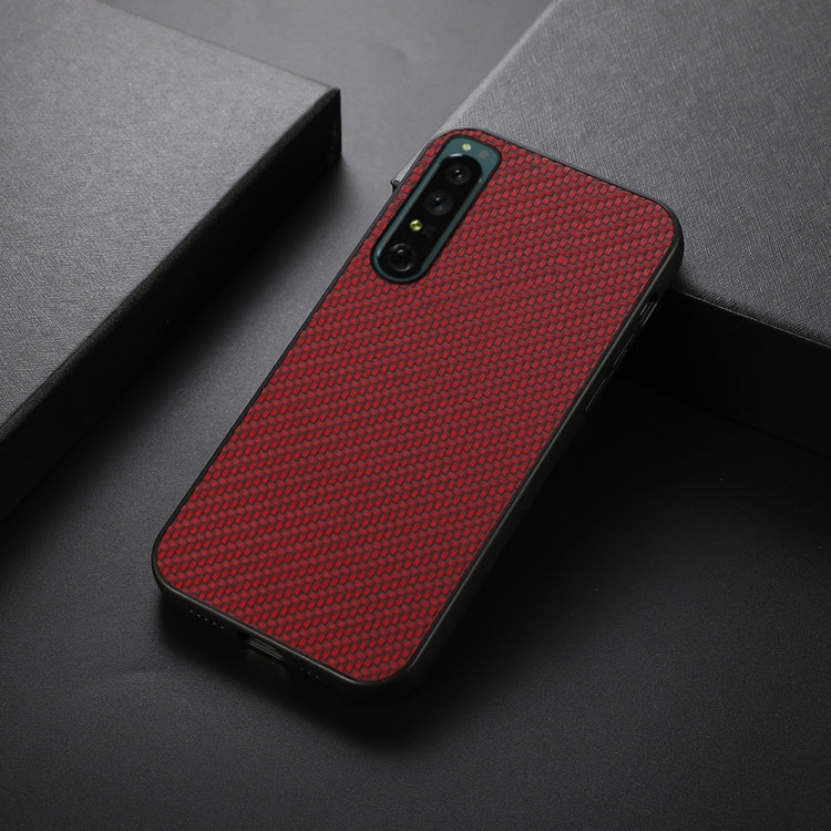 For Sony Xperia 1 IV Accurate Hole Carbon Fiber Texture Shockproof Case