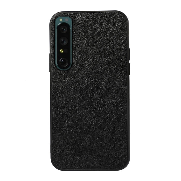 For Sony Xperia 1 IV Accurate Hole Crazy Horse Texture PU Phone Case