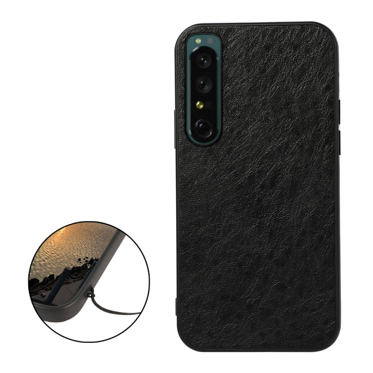 For Sony Xperia 1 IV Accurate Hole Crazy Horse Texture PU Phone Case