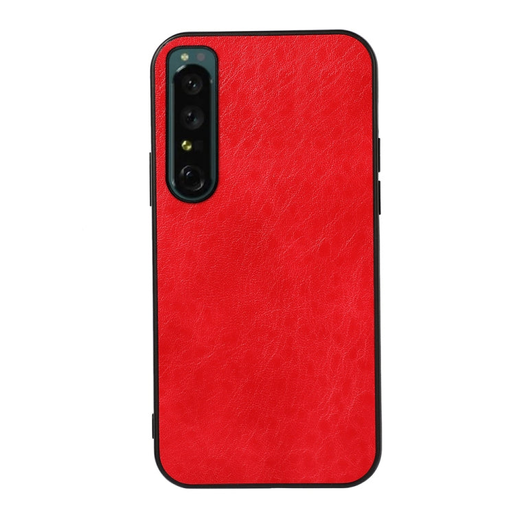 For Sony Xperia 1 IV Accurate Hole Crazy Horse Texture PU Phone Case