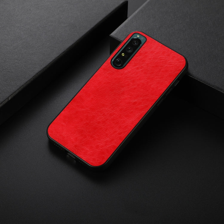 For Sony Xperia 1 IV Accurate Hole Crazy Horse Texture PU Phone Case