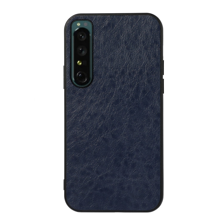 For Sony Xperia 1 IV Accurate Hole Crazy Horse Texture PU Phone Case