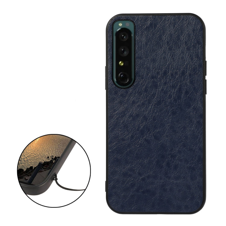 For Sony Xperia 1 IV Accurate Hole Crazy Horse Texture PU Phone Case
