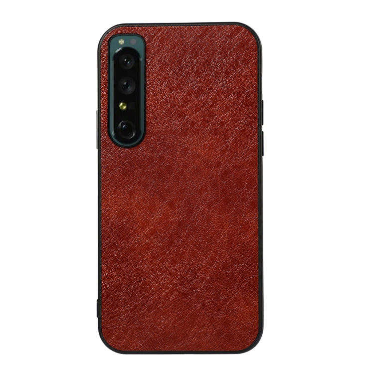 For Sony Xperia 1 IV Accurate Hole Crazy Horse Texture PU Phone Case