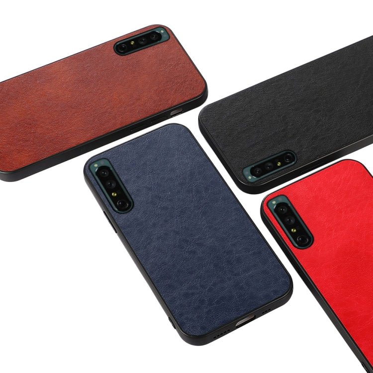 For Sony Xperia 1 IV Accurate Hole Crazy Horse Texture PU Phone Case
