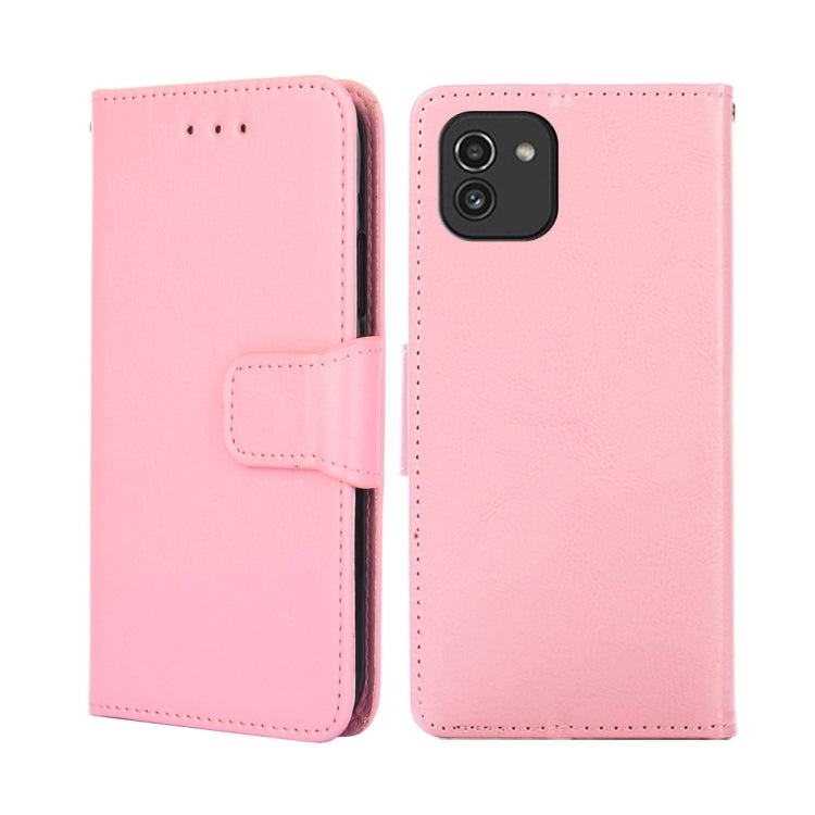 For Samsung Galaxy A03 166mm Crystal Texture Leather Phone Case