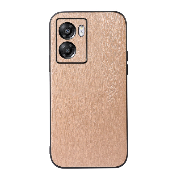 For OPPO A57 5G 2022 Wood Texture PU Phone Case