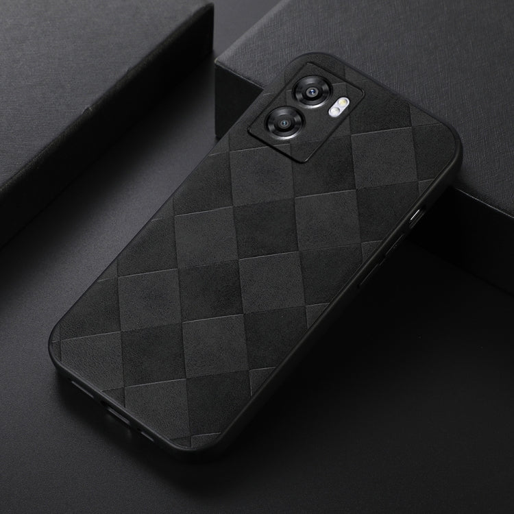 For OPPO A57 5G 2022 Weave Plaid PU Phone Case