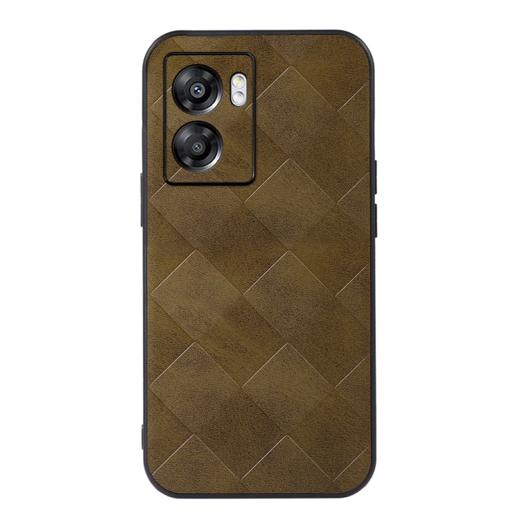 For OPPO A57 5G 2022 Weave Plaid PU Phone Case