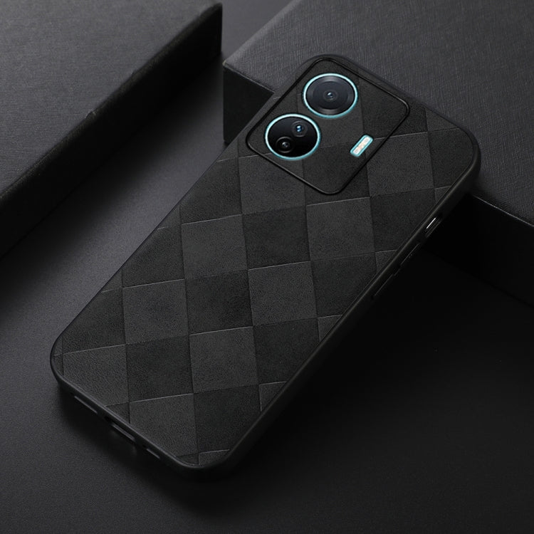 For vivo S15e Weave Plaid PU Phone Case