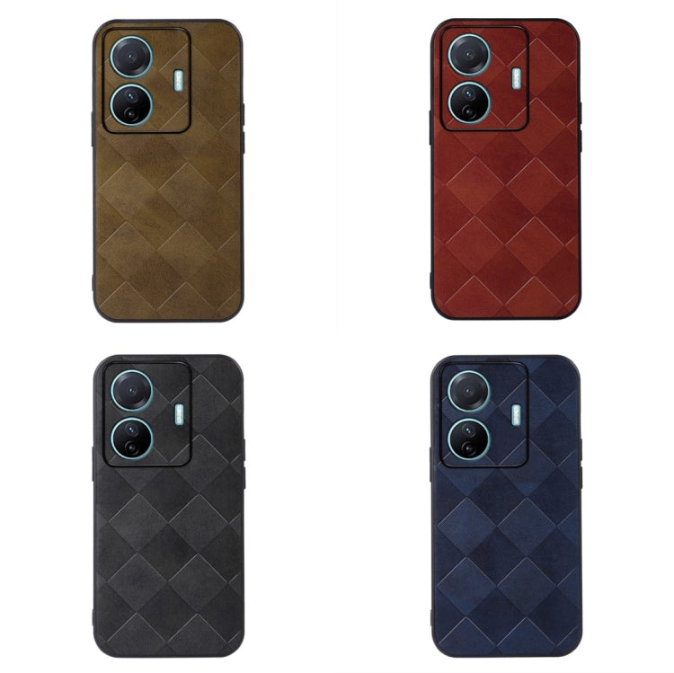 For vivo S15e Weave Plaid PU Phone Case