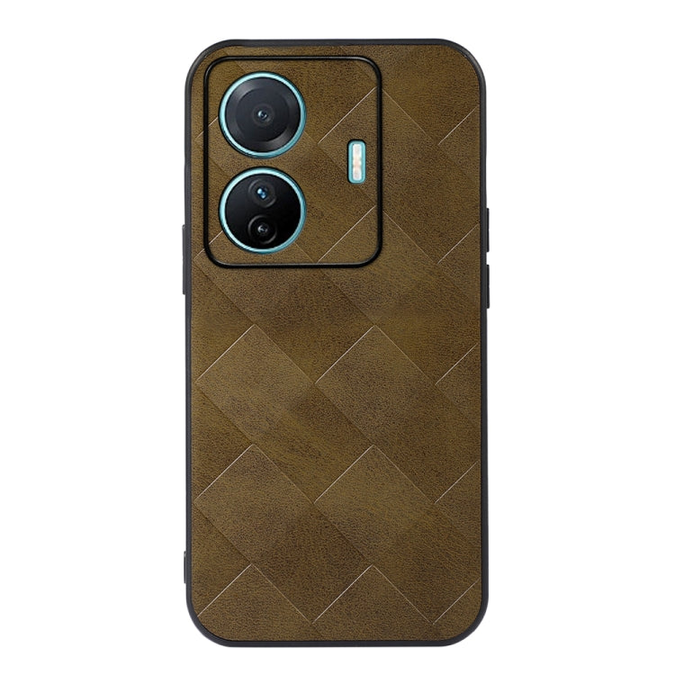 For vivo S15e Weave Plaid PU Phone Case