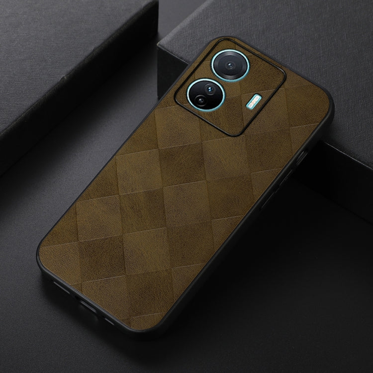For vivo S15e Weave Plaid PU Phone Case