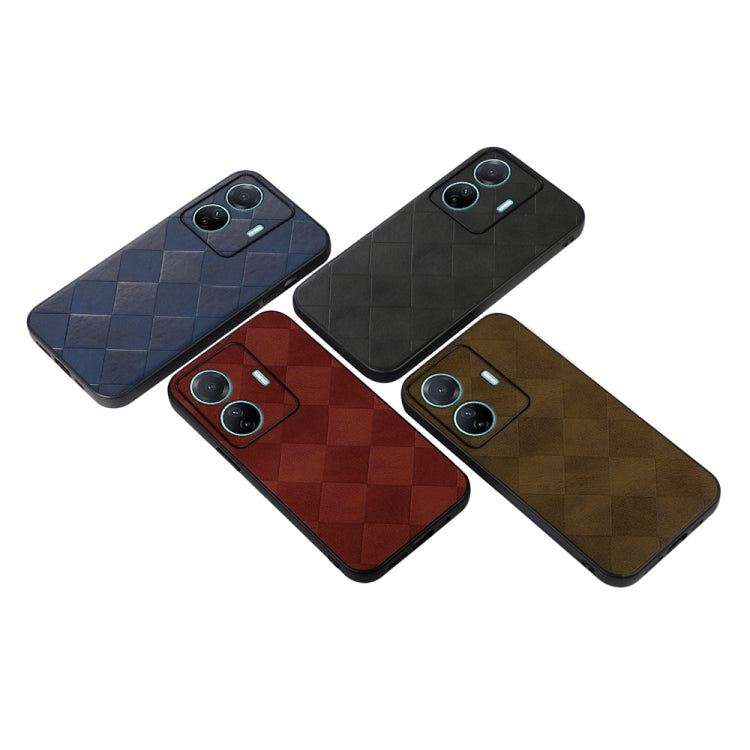 For vivo S15e Weave Plaid PU Phone Case