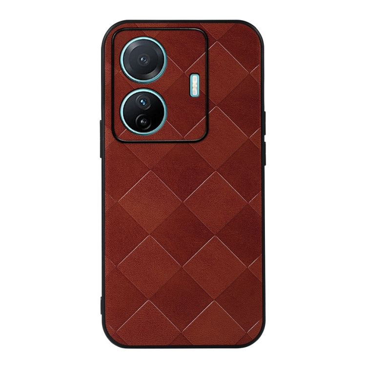 For vivo S15e Weave Plaid PU Phone Case
