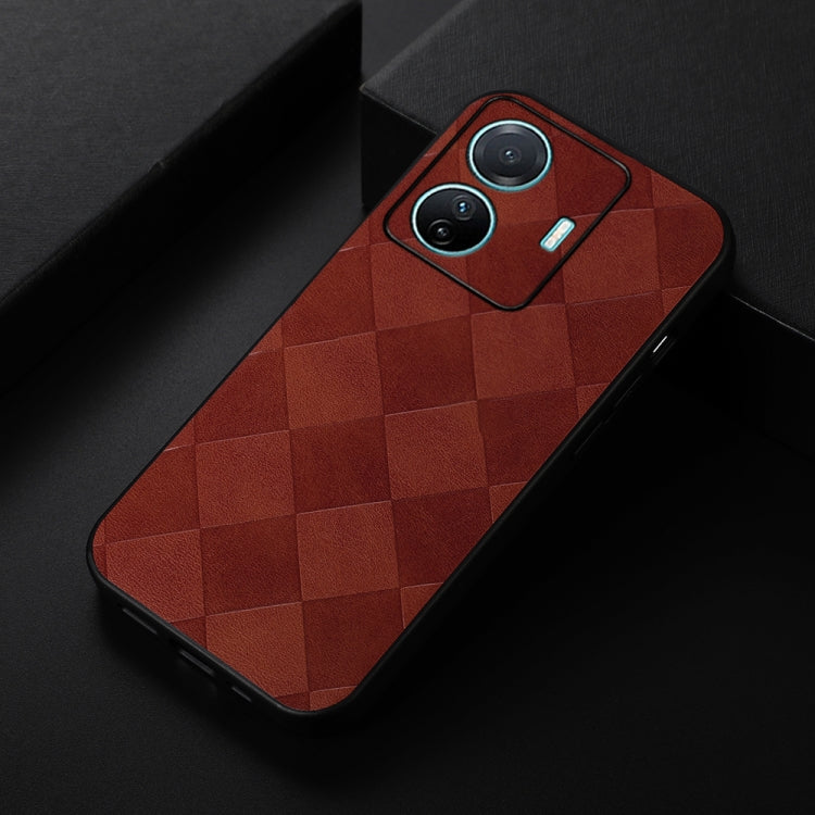 For vivo S15e Weave Plaid PU Phone Case