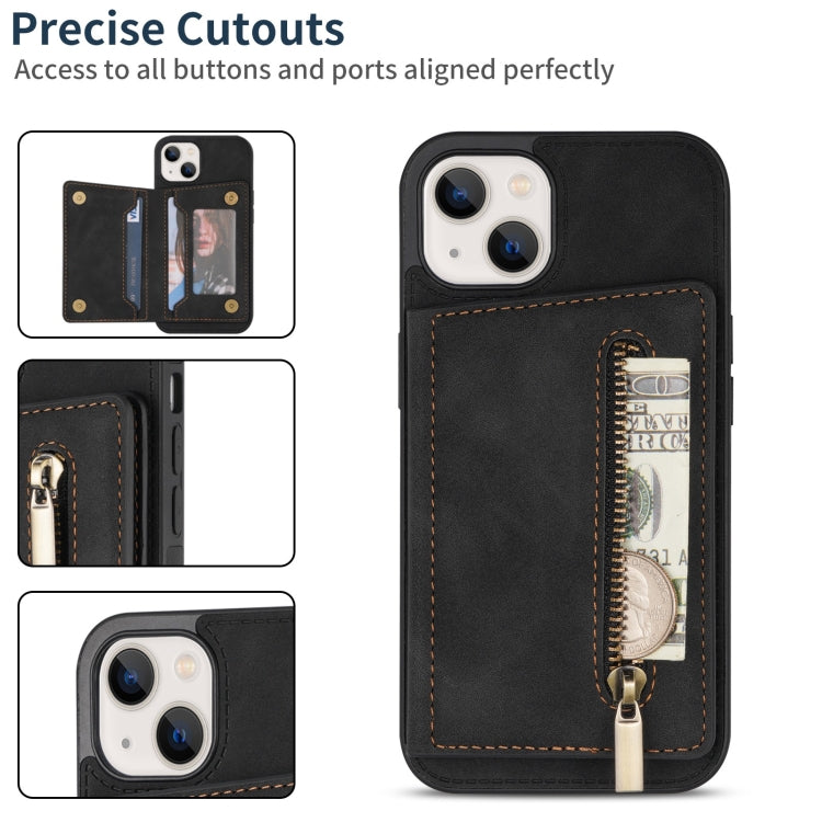 For iPhone 13 mini Zipper Card Holder Phone Case