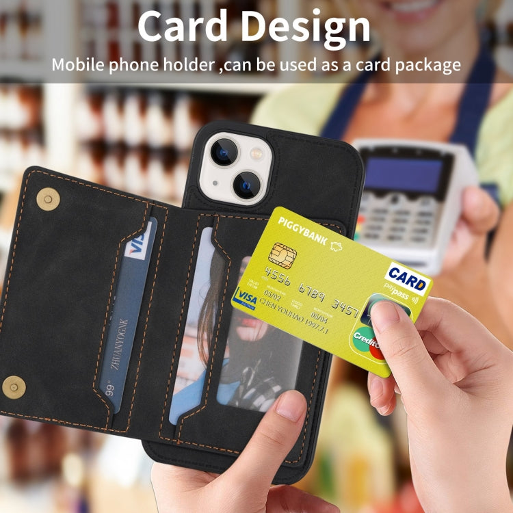 For iPhone 13 mini Zipper Card Holder Phone Case