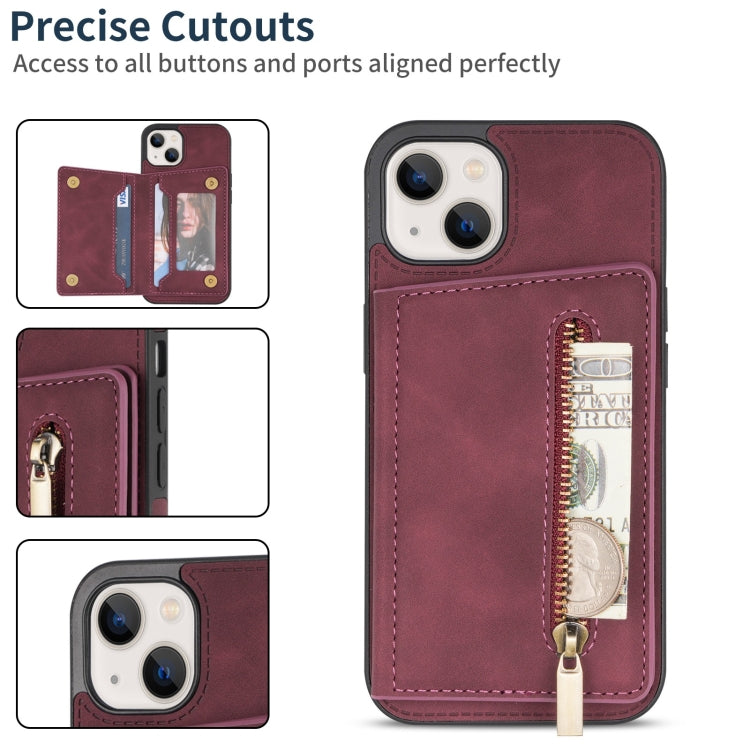 For iPhone 13 mini Zipper Card Holder Phone Case