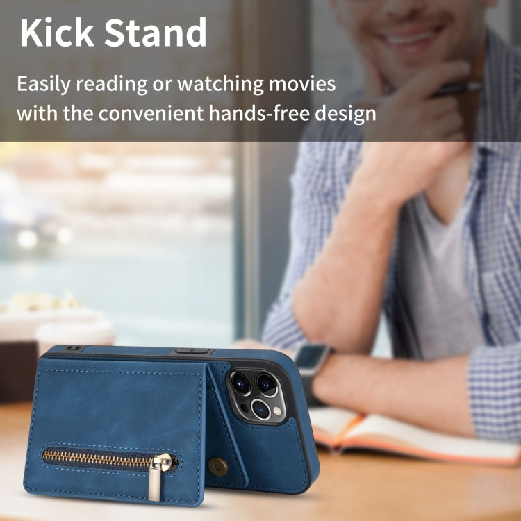 For iPhone 13 Pro Zipper Card Holder Phone Case