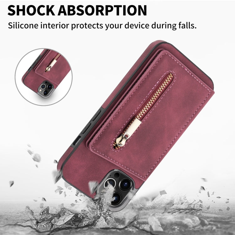 For iPhone 13 Pro Zipper Card Holder Phone Case