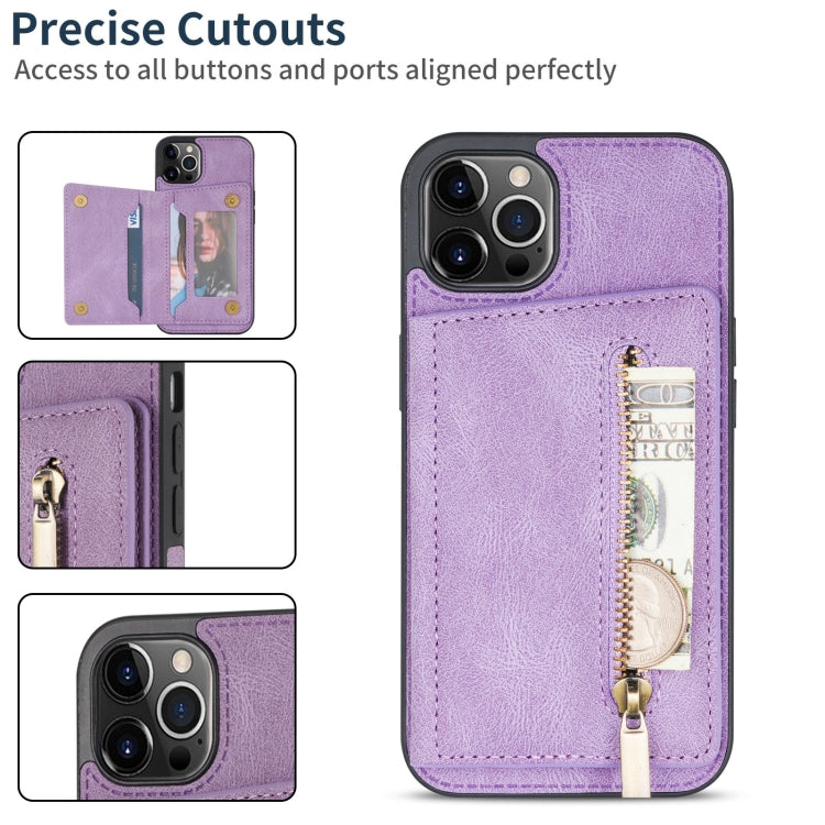 For iPhone 13 Pro Zipper Card Holder Phone Case