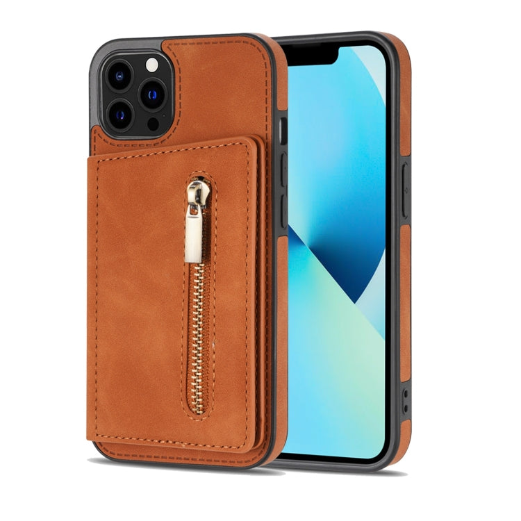 For iPhone 13 Pro Zipper Card Holder Phone Case