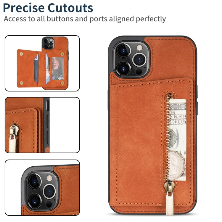 For iPhone 13 Pro Zipper Card Holder Phone Case