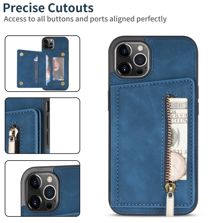For iPhone 13 Pro Max Zipper Card Holder Phone Case