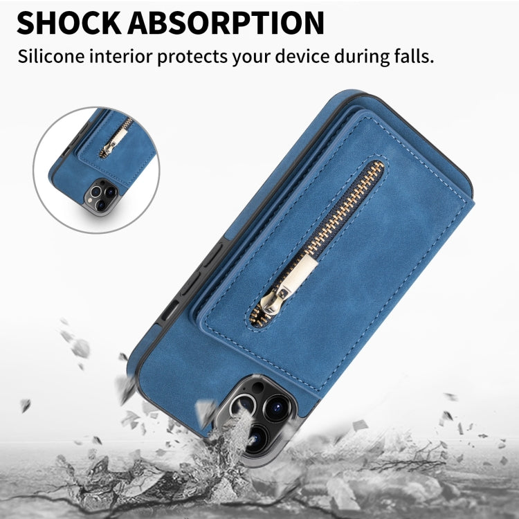 For iPhone 13 Pro Max Zipper Card Holder Phone Case