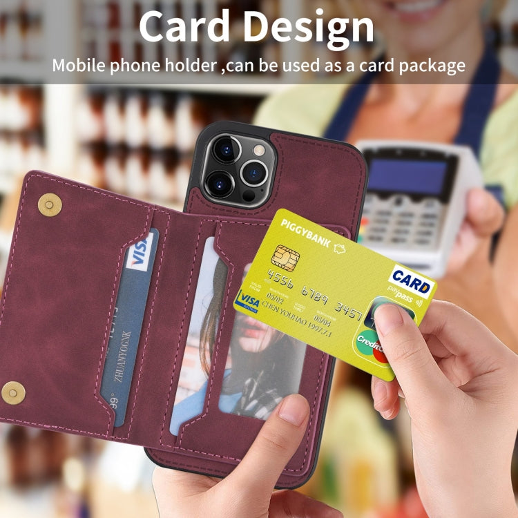 For iPhone 13 Pro Max Zipper Card Holder Phone Case