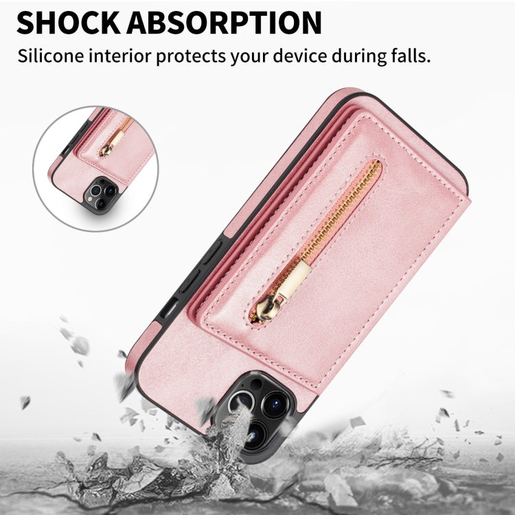For iPhone 13 Pro Max Zipper Card Holder Phone Case