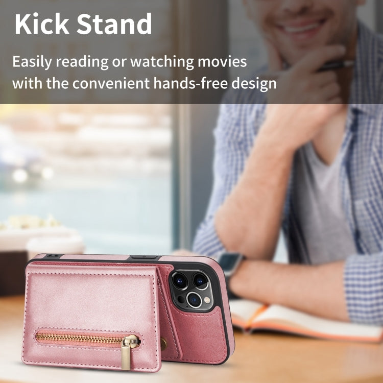 For iPhone 13 Pro Max Zipper Card Holder Phone Case