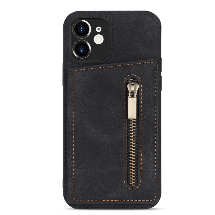 For iPhone 12 Zipper Card Holder Phone Case