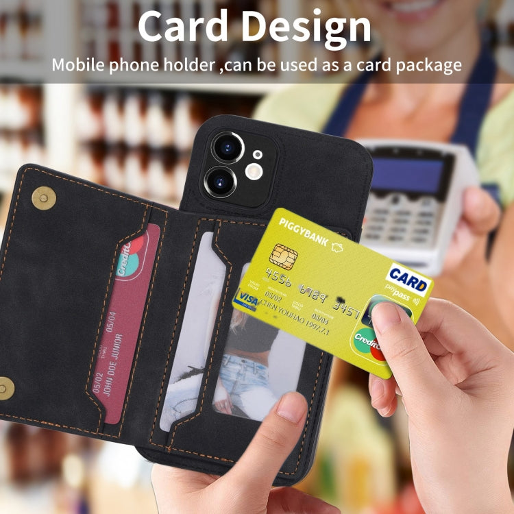 For iPhone 12 Zipper Card Holder Phone Case