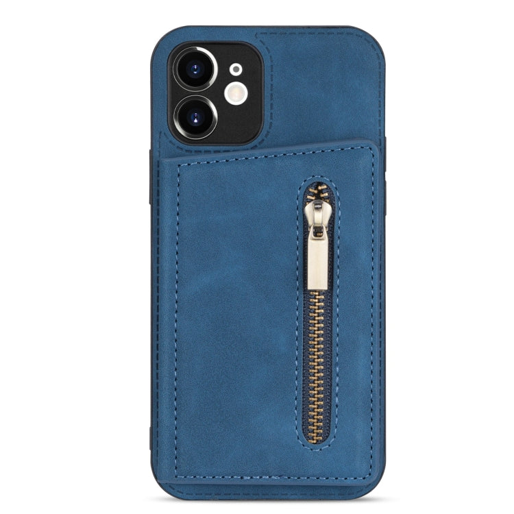 For iPhone 12 Zipper Card Holder Phone Case