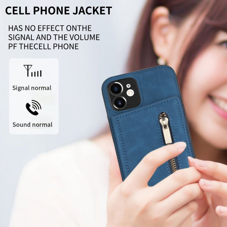 For iPhone 12 Zipper Card Holder Phone Case