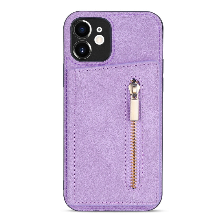For iPhone 12 Zipper Card Holder Phone Case