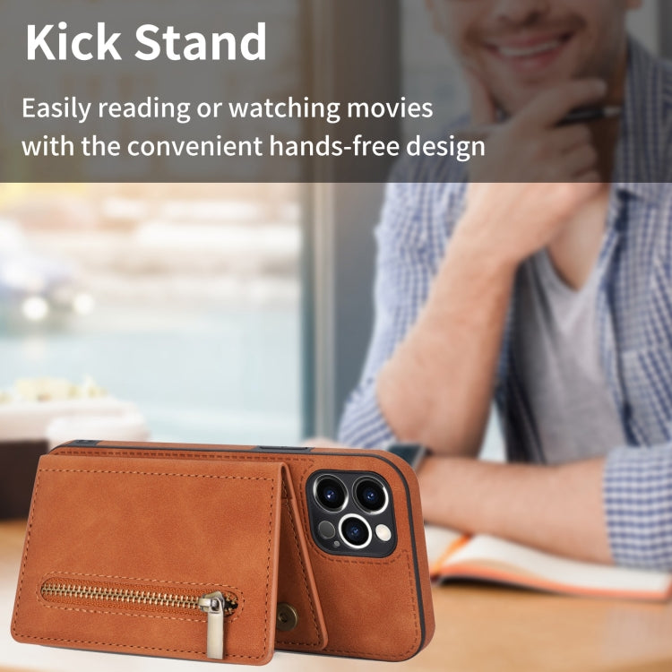 For iPhone 12 Pro Zipper Card Holder Phone Case