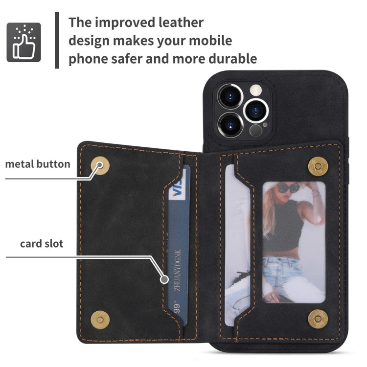 For iPhone 12 Pro Max Zipper Card Holder Phone Case