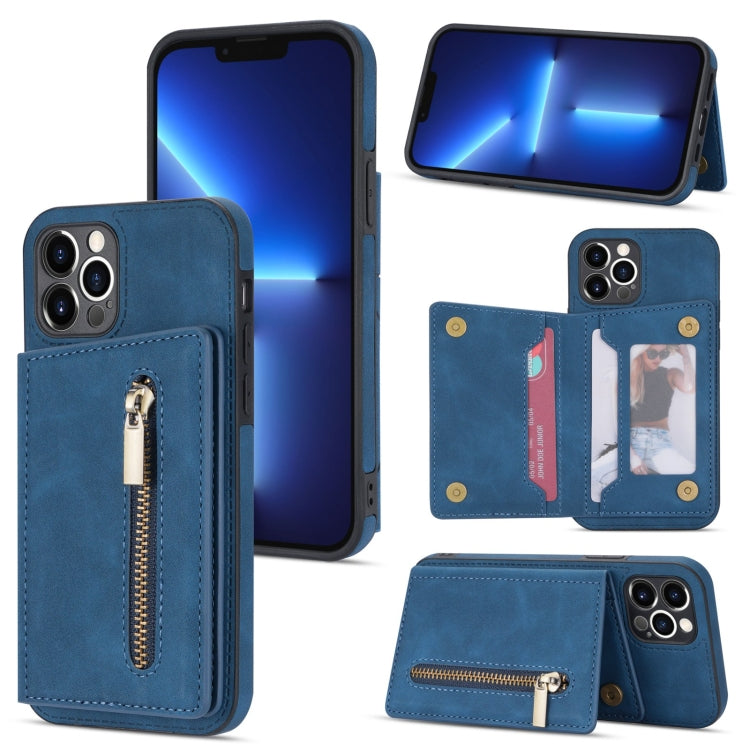 For iPhone 12 Pro Max Zipper Card Holder Phone Case