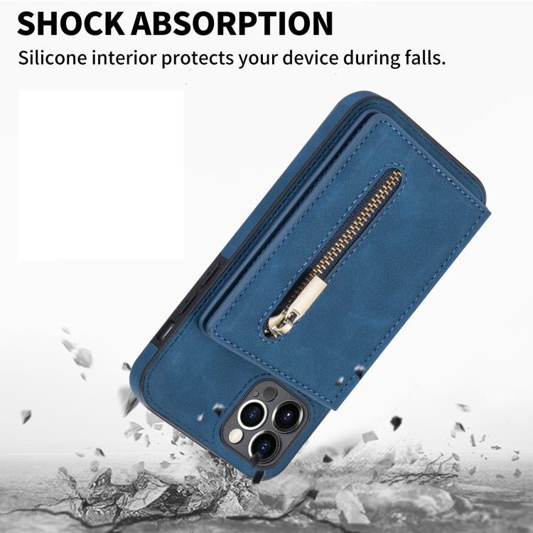 For iPhone 12 Pro Max Zipper Card Holder Phone Case