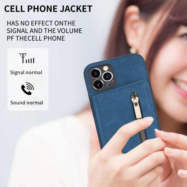 For iPhone 12 Pro Max Zipper Card Holder Phone Case