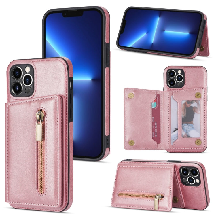 For iPhone 12 Pro Max Zipper Card Holder Phone Case