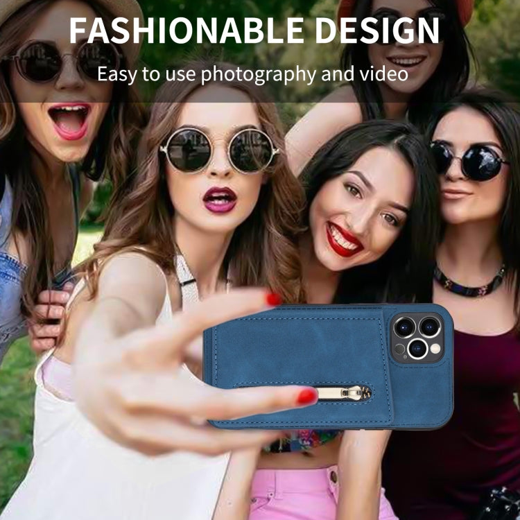 For iPhone 11 Pro Zipper Card Holder Phone Case