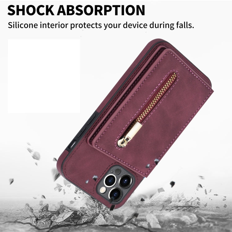 For iPhone 11 Pro Zipper Card Holder Phone Case