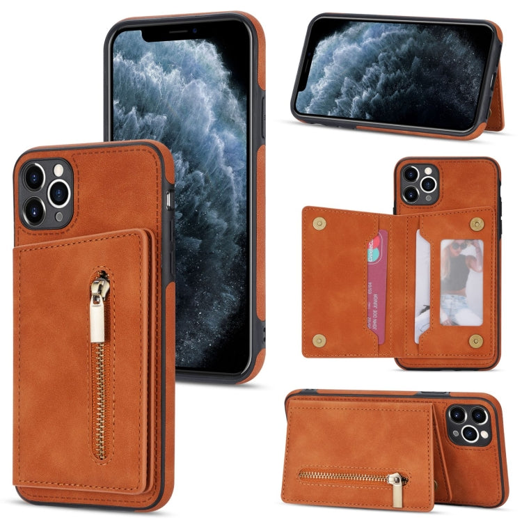 For iPhone 11 Pro Zipper Card Holder Phone Case