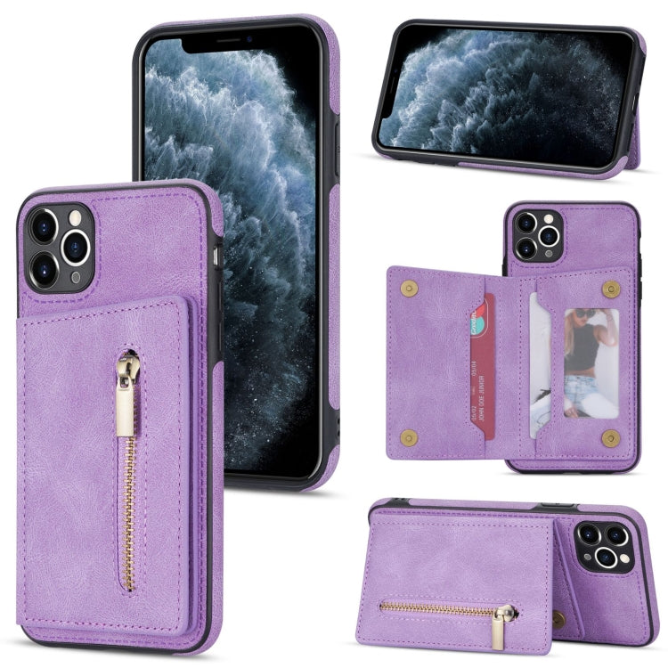 For iPhone 11 Pro Max Zipper Card Holder Phone Case