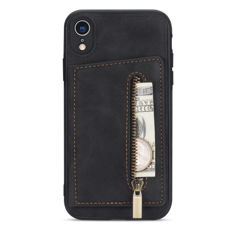For iPhone XR Zipper Card Holder Phone Case